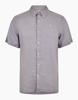 Timberland Mens Mill Brook Collared Button Down Short Sleeve Shirt - Grey - Size: 38/Regular