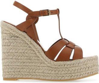 Saint Laurent Brown Tribute Wedges