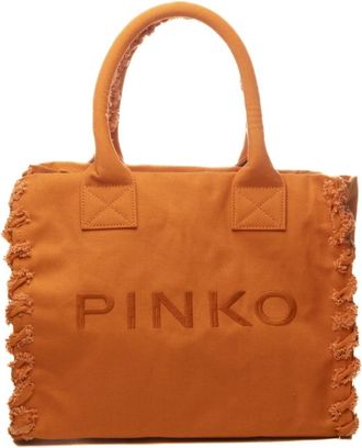 Pinko Pinko, Tassen, Dames, Bruin, ONE Size, Katoen, Strand shopper