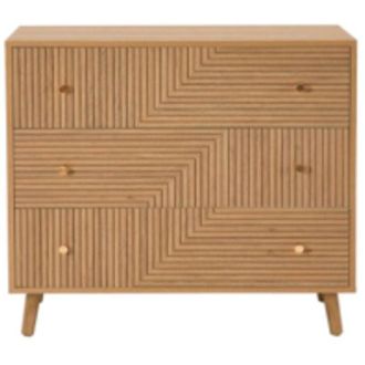 Calicosy Cassettiera a 3 cassetti con frontali effetto doghe a L, L80 cm - EDEN