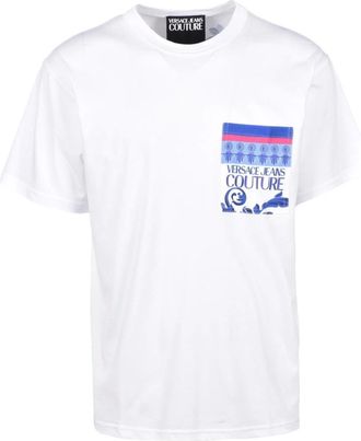 Versace Jeans Couture Katoenen T-shirt met Stijlvol Ontwerp - Heren - T-shirts - Wit - M - Katoen - Tops