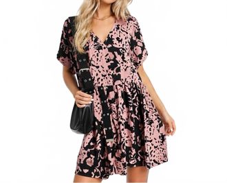 Urban Threads Oversized Dress In Pink And Black Abstract Print