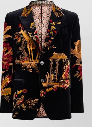 Etro cotton floral-print single-breasted suit jacket