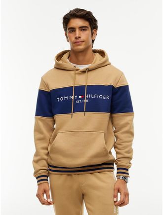 Tommy Hilfiger Mens Tommy Logo Colorblock Hoodie - Classic Khaki - XXL
