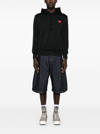 Comme Des Gar&ccedil;ons Signature Heart Patch Hoodie - Black