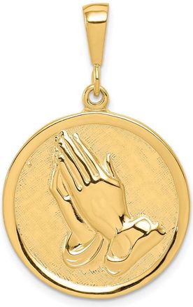 Diamond2Deal 10k Yellow Gold Praying Hands Reversible with Serenity Prayer Pendant