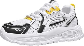 Generic Safety Shoes Flat Lightweight Mesh Breathable Casual Running Shoes, Chunky Platform Comfortable Tennis Sneakers Fashion Walking Non-Slip Plain Trainer