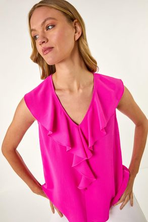 Roman Ruffle V-Neck Vest Top