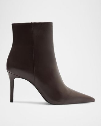 Schutz 85mm Mikki Leather Stiletto Zip Booties