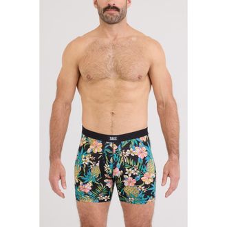 Saxx Daytripper Comfort Stretch Boxer Briefs in Pineapple Field-Blk at Nordstrom, Size X-Large