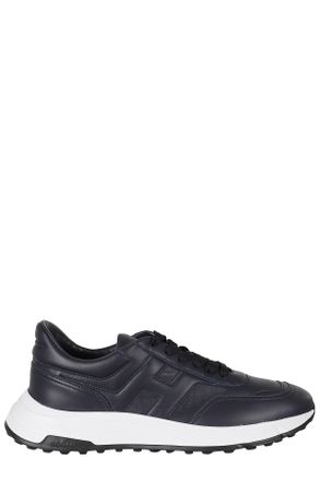Hogan Blue Hyperlight Smooth Leather Rubber Sole Leather Sneakers