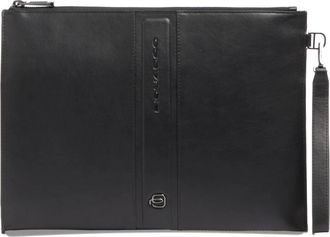 Piquadro Tassen, Heren, Zwart, ONE Size, Leer, Leren Clutch voor 11 i Pad met polsband