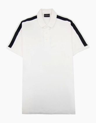 Emporio Armani Mens Emporio Armani Jersey Polo Shirt With Embossed Logo Tape White - Size: 46