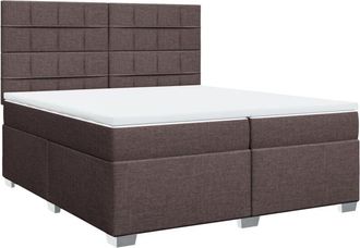 vidaXL Vidaxl - Cama Box Spring Con Colch&oacute;n Tela Marr&oacute;n Oscuro 200x200 Cm