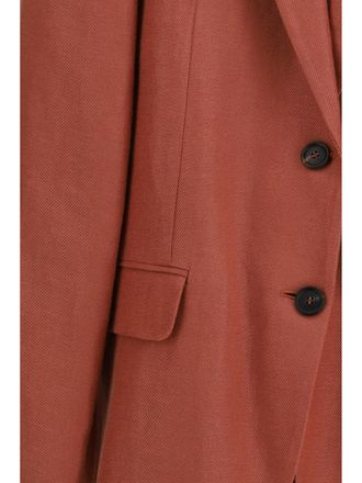 Brunello Cucinelli Womens Linen Blazer Orange Flame Jacket