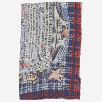 Faliero Sarti Womens Scarf Light Blue Modal And Cashmere Multicolour Scarfs