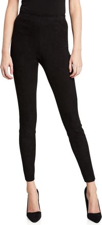 Alice & Olivia Maddox Suede High-Waist Side-Zip Leggings