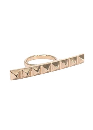 Valentino Garavani Valentino Gold Tone Pyramid Stud Bar Ring - Size 13