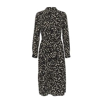 Part Two Zwarte stippenprint jurk met lange mouwen - Dames - Shirt Kleedjes - Zwart - 2XS - Kleedjes