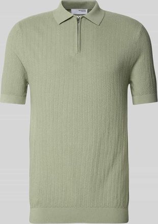 Selected Poloshirt mit kurzem Rei&szlig;verschluss in Hellgruen, Gr&ouml;&szlig;e XXL