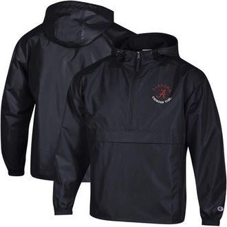 Champion Mens Champion Black Alabama Crimson Tide Packable Hooded Windbreaker Half-Zip Jacket at Nordstrom, Size Xx-Large
