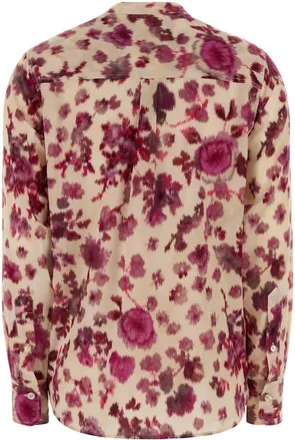 Isabel Marant Womens Printed Stretch Silk Shirt Pink Soie Elasthanne