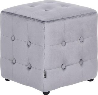 Beliani Beliani - Pouf a forma di Cubo in velluto grigio Wisconsin