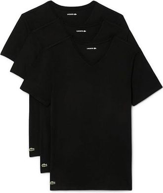 Lacoste 100% Cotton Slim Fit V-neck T-shirt 3-pack Mens T Shirt Black : 2XL