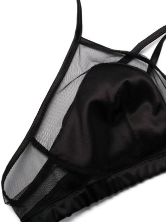 Dolce & Gabbana Tulle and Satin Panelled Bra - Black