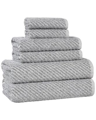 Superior Amelia Medium Weight Diagonal Stripes 6Pc Towel Set