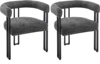 Woltu Woltu 2x Sillas De Comedor Sillas De Cocina Con Patas De Metal Para Comedor, Chenilla, Gris Oscuro