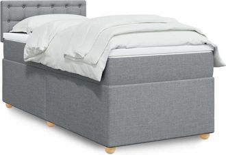 vidaXL Vidaxl - Cama Box Spring Con Colch&oacute;n Tela Gris Claro 100x200 Cm