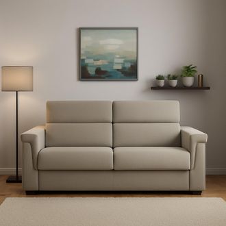 Dmora Sof&aacute; Cama 2 Plazas Rigoleado, Desenfundable, Con Almac&eacute;n, Hecho En Italia, Apertura Abatible, 185x95 Cm Gris Topo