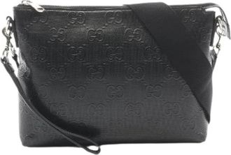 Gucci Pre-owned GG Embossed Leather Shoulder Bag - Heren - Vintage Schoudertas - Zwart - ONE Size - Leer - Vintage