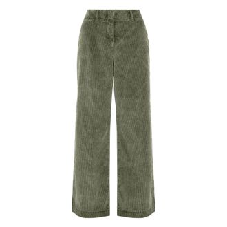 Bomboogie Palazzo Broek met Corduroy en Zuurwas Effect - Dames - Broeken - Groen - Maat: 2XS Corduroy