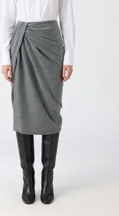 Isabel Marant Gonna midi a tubino slim fit in misto cotone drappeggiato
