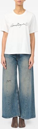 Maison Margiela Logo-Printed Cotton T-Shirt - White