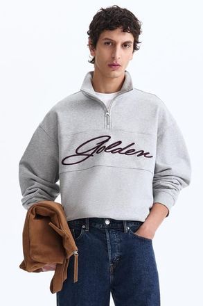 H&M Relaxed Fit Zip-top Sweatshirt in Gray Melange/golden at Nordstrom, Size Xx-Large