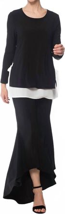 Joseph Ribkoff Elastic Waist Hi-Lo Bell Pants In Black