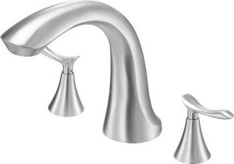 OEM Grifo De Ba&ntilde;era Romano, Con 3 Orificios Y 2 Manijas, De Acero Inoxidable Cepillado, Con Ca&ntilde;o De Cuello De Cisne Para Montaje En Cubierta Y Control De 