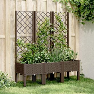 vidaXL Jardinera Con Enrejado Pp Marr&oacute;n 120x40x142 Cm Vidaxl