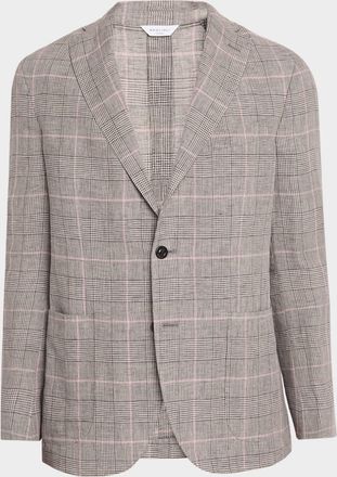 Boglioli Men & apos;s Glen Plaid Linen Single-Breasted Jacket