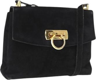Ferragamo Pre-owned Su&egrave;de Schoudertas - Dames - Vintage Schoudertas - Zwart - ONE Size - Su&egrave;de - Vintage