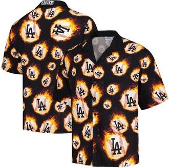 Pleasures Mens PLEASURES Black Los Angeles Dodgers Flame Fireball Button-Up Shirt at Nordstrom, Size Small
