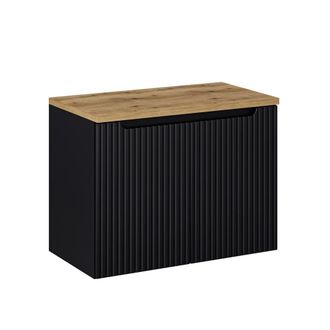 Petits Meubles Mueble bajo lavabo 2 puertas encimera estratificado Negro marr&oacute;n