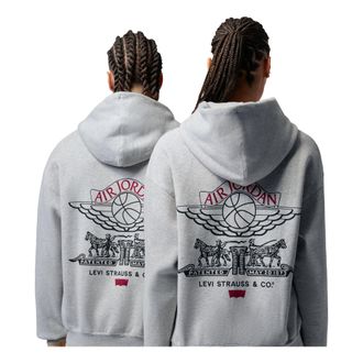 Nike Jordan Air Jordan x Levis Full-Zip Hoodie Asia Sizing Grey Heather Black Gym Red IM6735-050