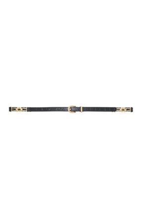 Maje Slim croc-effect leather belt in Black at Nordstrom, Size Medium
