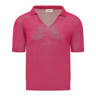 A Paper Kid V-neck Knitwear, male, Pink, Size: L Knitted Polo