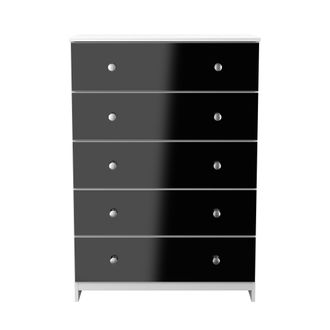 Lewis's Yarmouth 5 Drawer Chest in Black & White Matt - Ready Assembled - Lewiss Home | TJ Hughes