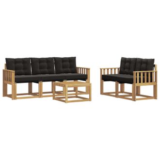 vidaXL Conjunto De Sof&aacute;s De Exterior Con Coj&iacute;n 6 Pcs Blanco Y Negro Vidaxl